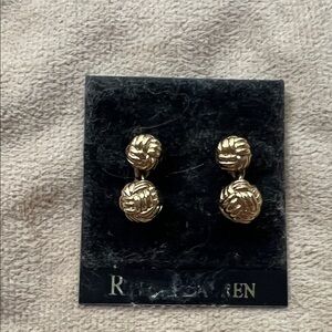 Ralph Lauren pierced gold nugget drop earrings